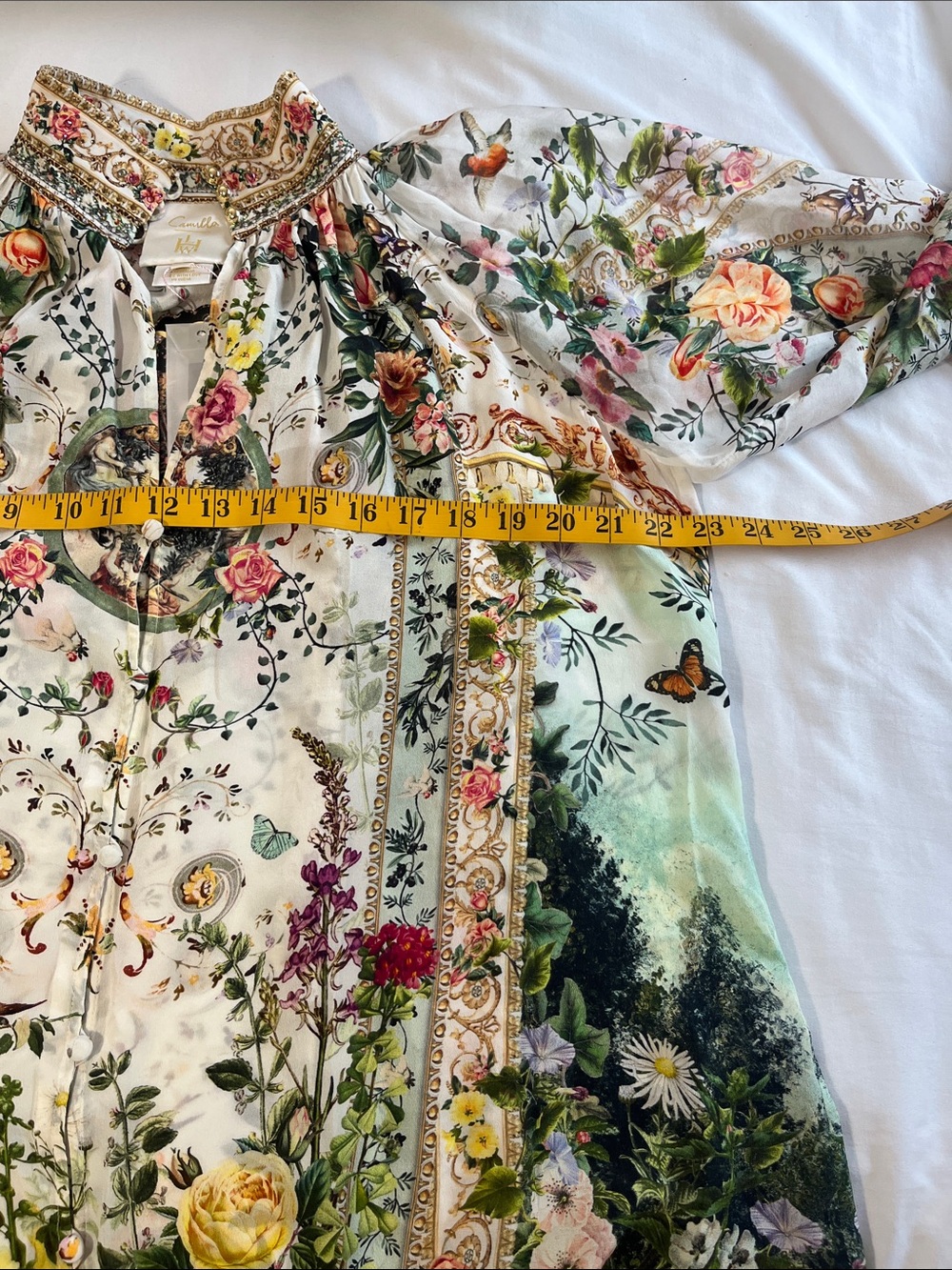 Camilla NWT Renaissance Romance ragland button silk shirt high neck jewels Small - Picture 15 of 16
